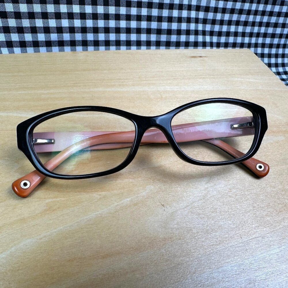 Coach 5053 Black Oval Acetate Eyeglasses Retro Style
